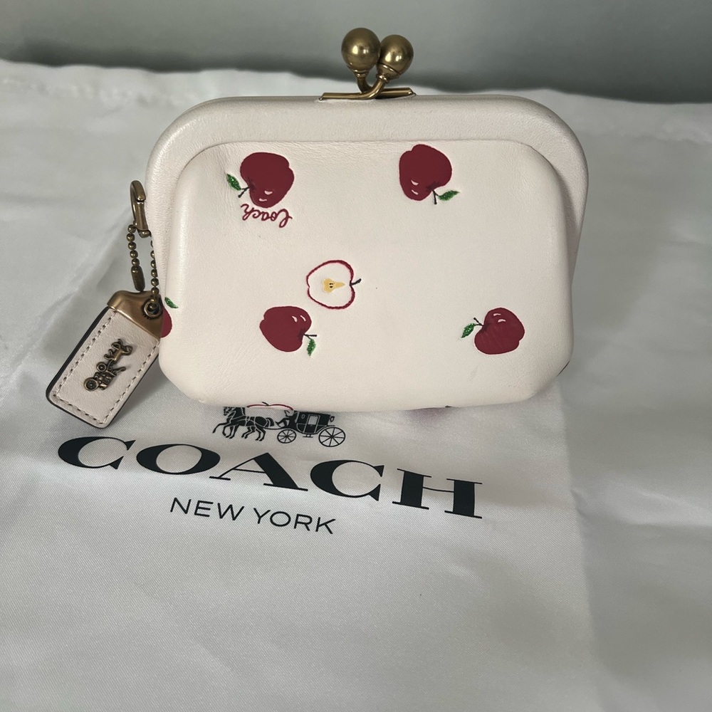 Coach Kisslock Coin Purse With Apple Print-RARE-